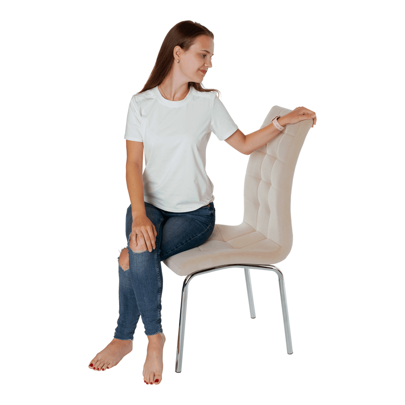 Casa si Gradina - Mobilier - Scaune si fotolii - Scaune - Scaun de masa, tesatura catifea bej / crom, GERDA NEW - Infinity.ro