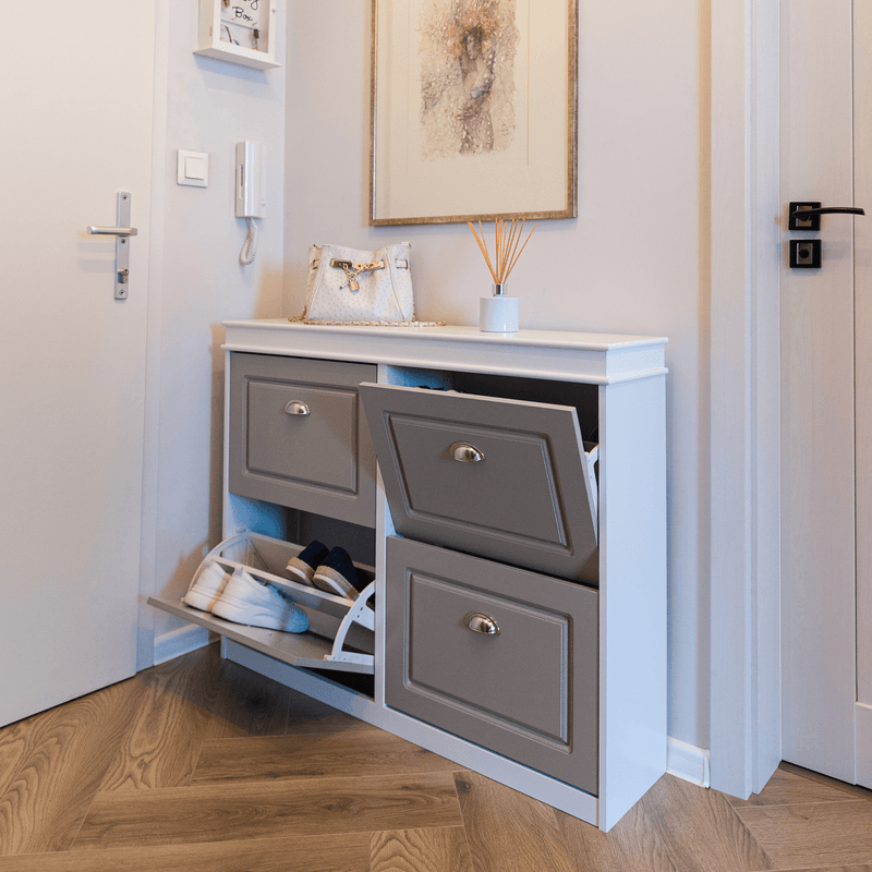 Casa si Gradina - Mobilier - Dulapuri si sifoniere - Dulapuri pantofi - Pantofar, 2 compartimente, gri/alb, SEBER TYP 5 - Infinity.ro