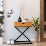 Casa si Gradina - Mobilier - Comode si corpuri - Noptiere - Masuta auxiliara/noptiera, stejar/negru, VIRED - Infinity.ro