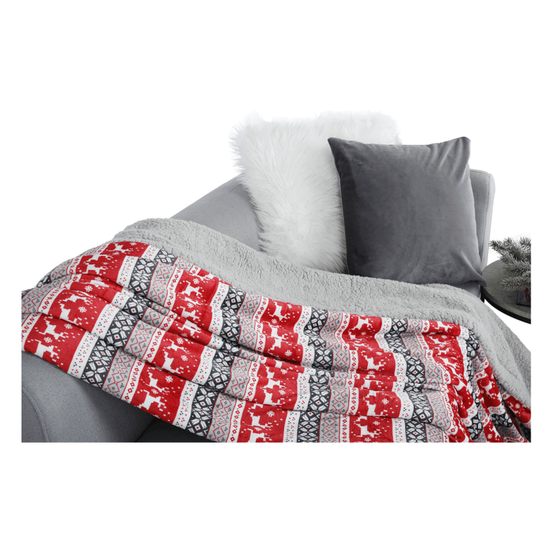 Casa si Gradina - Textile si covoare - Pături și cuverturi - Pături - Patura cu doua fete imitatie miel, motiv iarna, 150x200, RENIFE - Infinity.ro