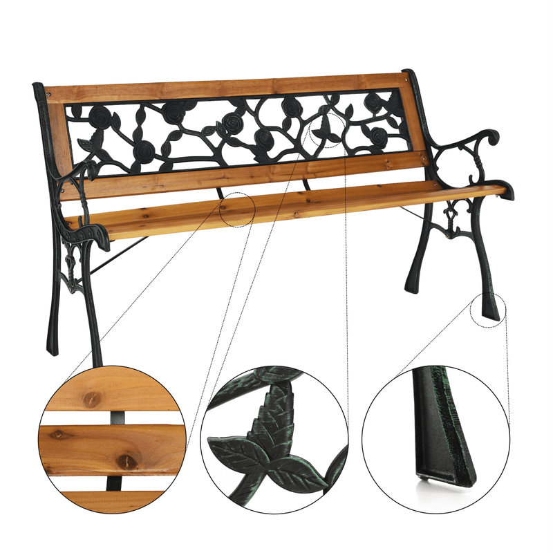 Casa si Gradina - Gradina si terasa - Mobilier exterior - Bancute de gradina - Banca de gradina, neagra / naturala, FAIZA - Infinity.ro