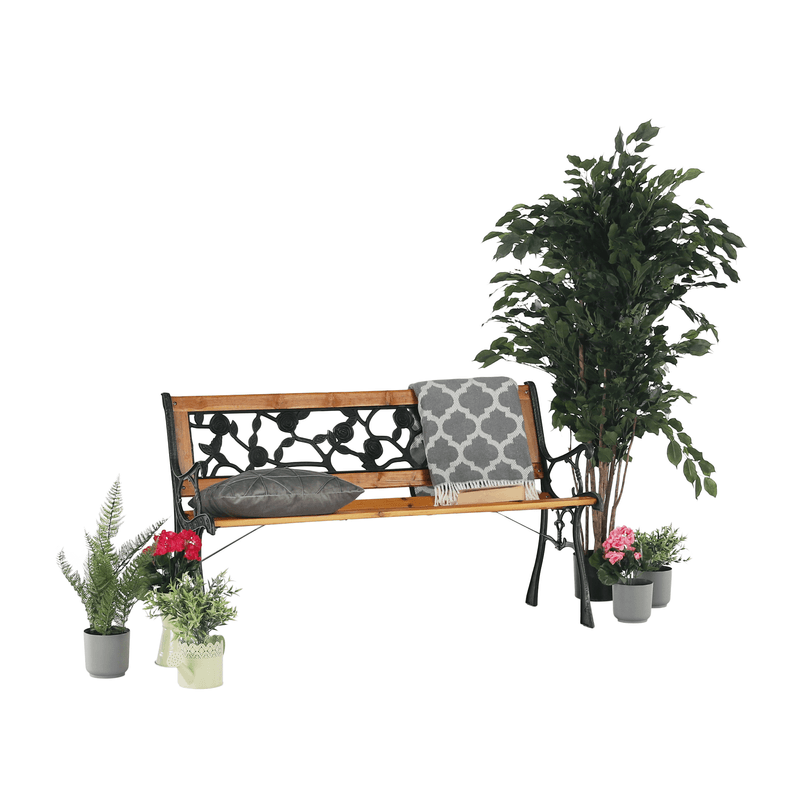 Casa si Gradina - Gradina si terasa - Mobilier exterior - Bancute de gradina - Banca de gradina, neagra / naturala, FAIZA - Infinity.ro