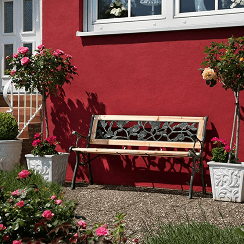 Casa si Gradina - Gradina si terasa - Mobilier exterior - Bancute de gradina - Banca de gradina, neagra / naturala, FAIZA - Infinity.ro