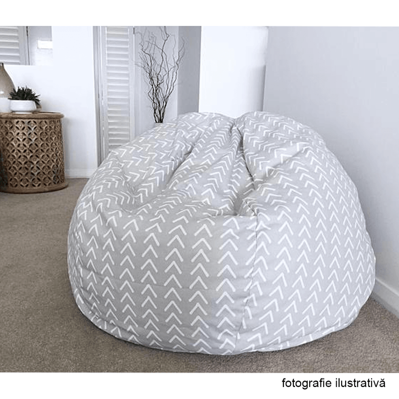 Casa si Gradina - Mobilier - Scaune si fotolii - Fotolii - Fotoliu tip sac, gri/alb/model zig-zag, GOMBY - Infinity.ro