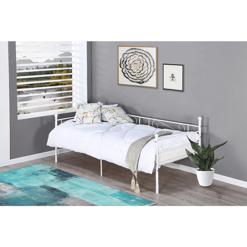 Casa si Gradina - Mobilier - Paturi si accesorii - Paturi - Pat din metal - de o persoana, alb, 90x200, ROZALI - Infinity.ro