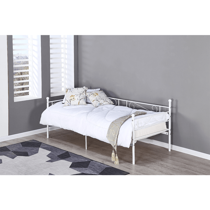 Casa si Gradina - Mobilier - Paturi si accesorii - Paturi - Pat din metal - de o persoana, alb, 90x200, ROZALI - Infinity.ro