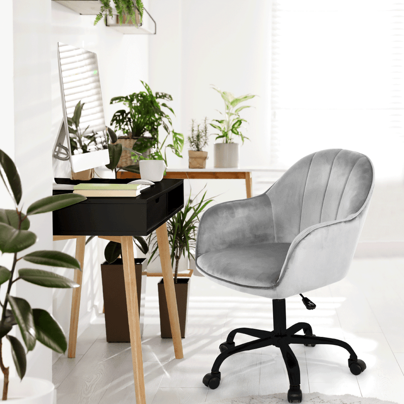 Casa si Gradina - Mobilier - Scaune si fotolii - Scaune - Scaun de birou, material textil din catifea gri deschis / negru, EROL - Infinity.ro