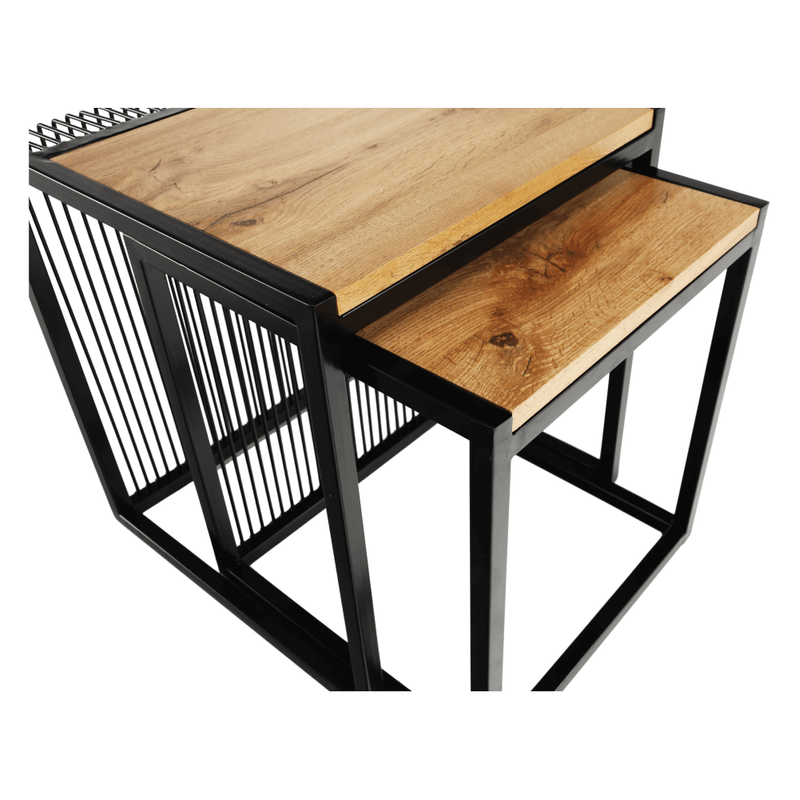 Casa si Gradina - Mobilier - Mese si birouri - Masute de cafea - Set a doua masute de cafea, stejar/negru, RIMBO - Infinity.ro