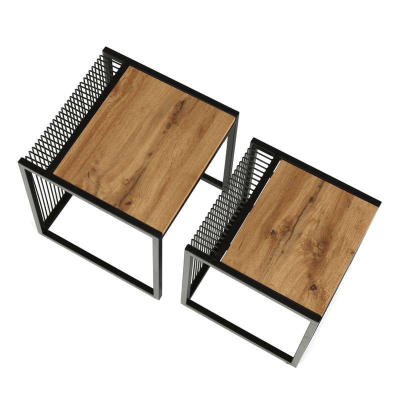 Casa si Gradina - Mobilier - Mese si birouri - Masute de cafea - Set a doua masute de cafea, stejar/negru, RIMBO - Infinity.ro