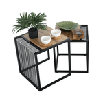 Casa si Gradina - Mobilier - Mese si birouri - Masute de cafea - Set a doua masute de cafea, stejar/negru, RIMBO - Infinity.ro