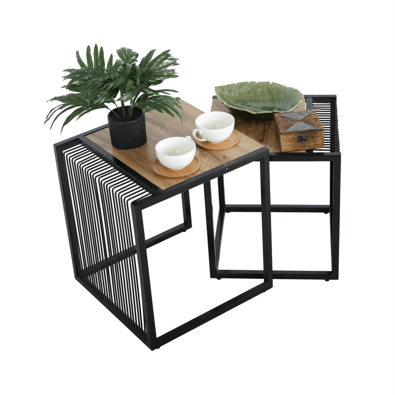 Casa si Gradina - Mobilier - Mese si birouri - Masute de cafea - Set a doua masute de cafea, stejar/negru, RIMBO - Infinity.ro