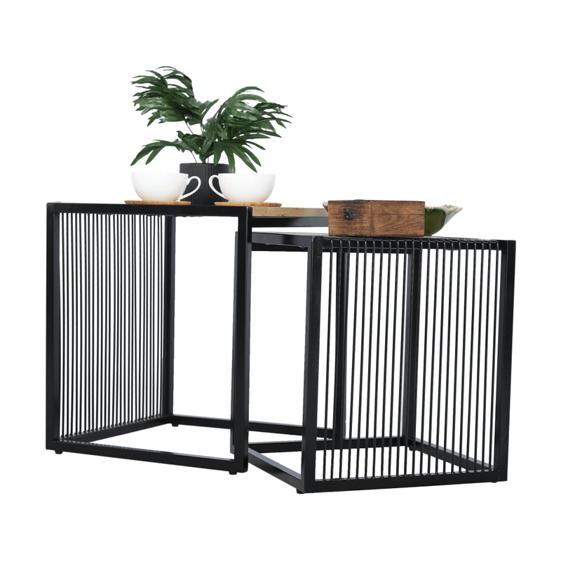 Casa si Gradina - Mobilier - Mese si birouri - Masute de cafea - Set a doua masute de cafea, stejar/negru, RIMBO - Infinity.ro