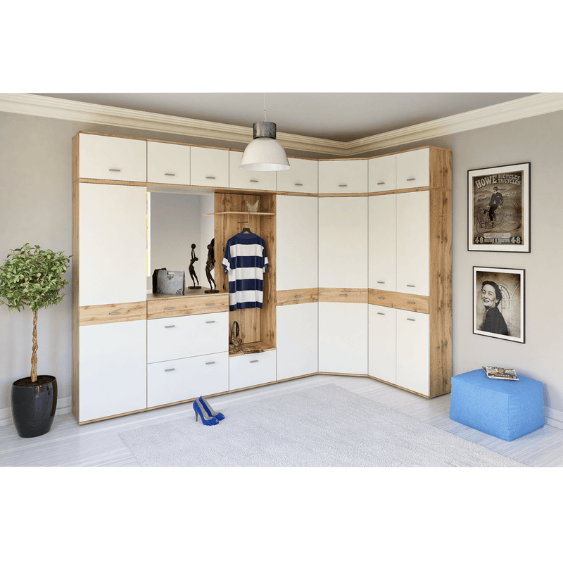 Casa si Gradina - Mobilier - Dulapuri si sifoniere - Dulapuri pantofi - Pantofar TIP 7, stejar wotan/alb, CYRIL - Infinity.ro