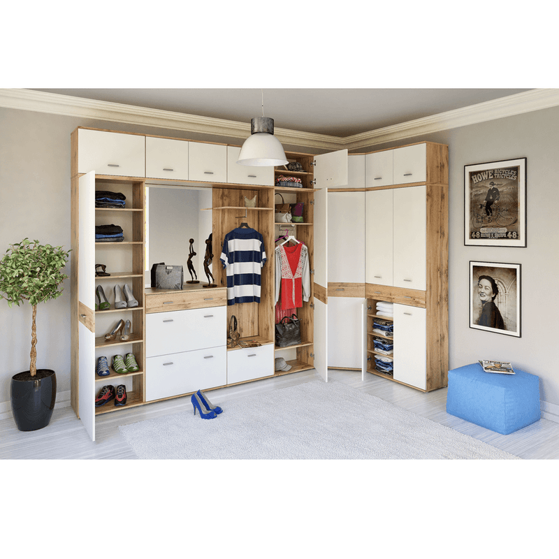 Casa si Gradina - Mobilier - Dulapuri si sifoniere - Dulapuri pantofi - Pantofar TIP 7, stejar wotan/alb, CYRIL - Infinity.ro