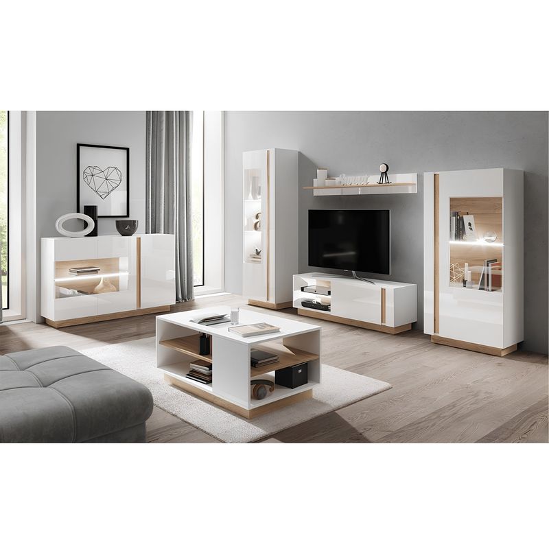 Casa si Gradina - Mobilier - Biblioteci si rafturi - Rafturi - Raft, alb/stejar grandson/alb lucios, CITY - Infinity.ro