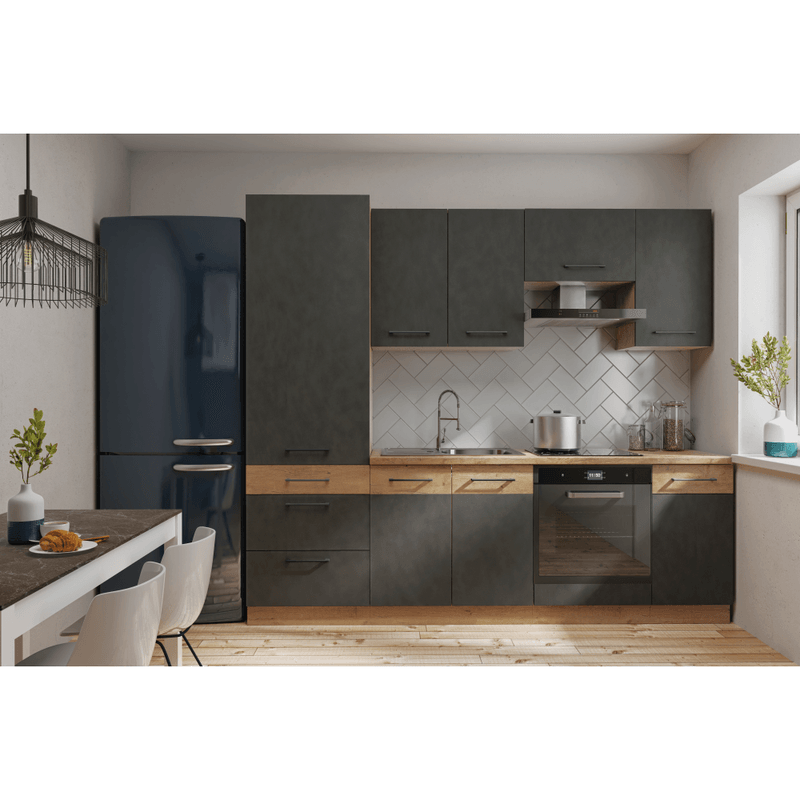 Casa si Gradina - Mobilier - Dulapuri si sifoniere - Dulapuri - Dulap inferior de colt, gri mat/stejar lancelot, VEGA 90x90 DN 1F BB - Infinity.ro