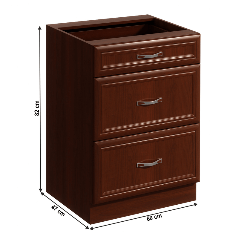 Casa si Gradina - Mobilier - Dulapuri si sifoniere - Dulapuri - Dulap inferior D60S3 cu 3 sertare, nuc Milano, SICILIA - Infinity.ro