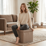 Casa si Gradina - Mobilier - Scaune si fotolii - Tabureti - Taburet pliabil,piele eco, maro deschis, TELA NEW - Infinity.ro