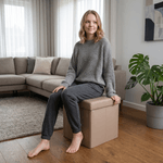 Casa si Gradina - Mobilier - Scaune si fotolii - Tabureti - Taburet pliabil,piele eco, maro deschis, TELA NEW - Infinity.ro