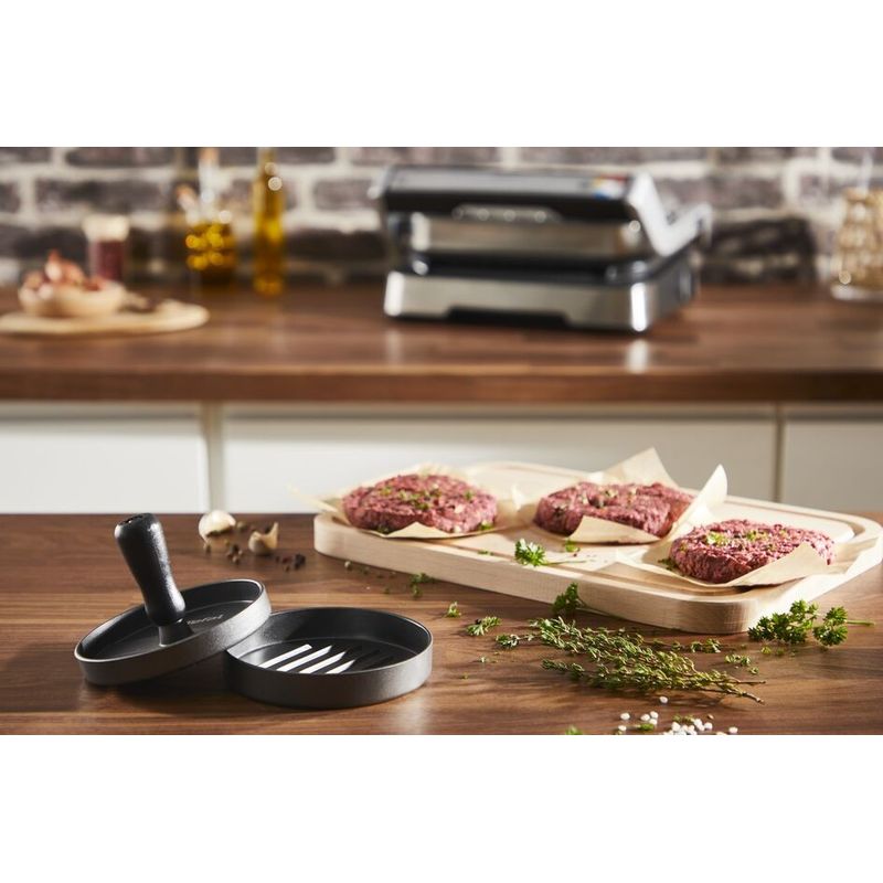 Casa si Gradina - Bucatarie si vesela - Ustensile bucatarie - Prese si storcatoare manuale - Presa pentru burgeri Tefal K1851134, 12 cm, acoperire antiaderenta, crestaturi pentru formare uniforma, compatibila cu - Infinity.ro