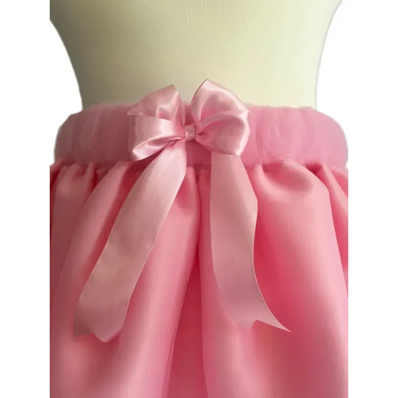 Fashion, accesorii si bijuterii - Copii - Imbracaminte copii - Fuste copii - Fusta tutu din tulle, roz, cu fundita, marime 140-146 - Infinity.ro