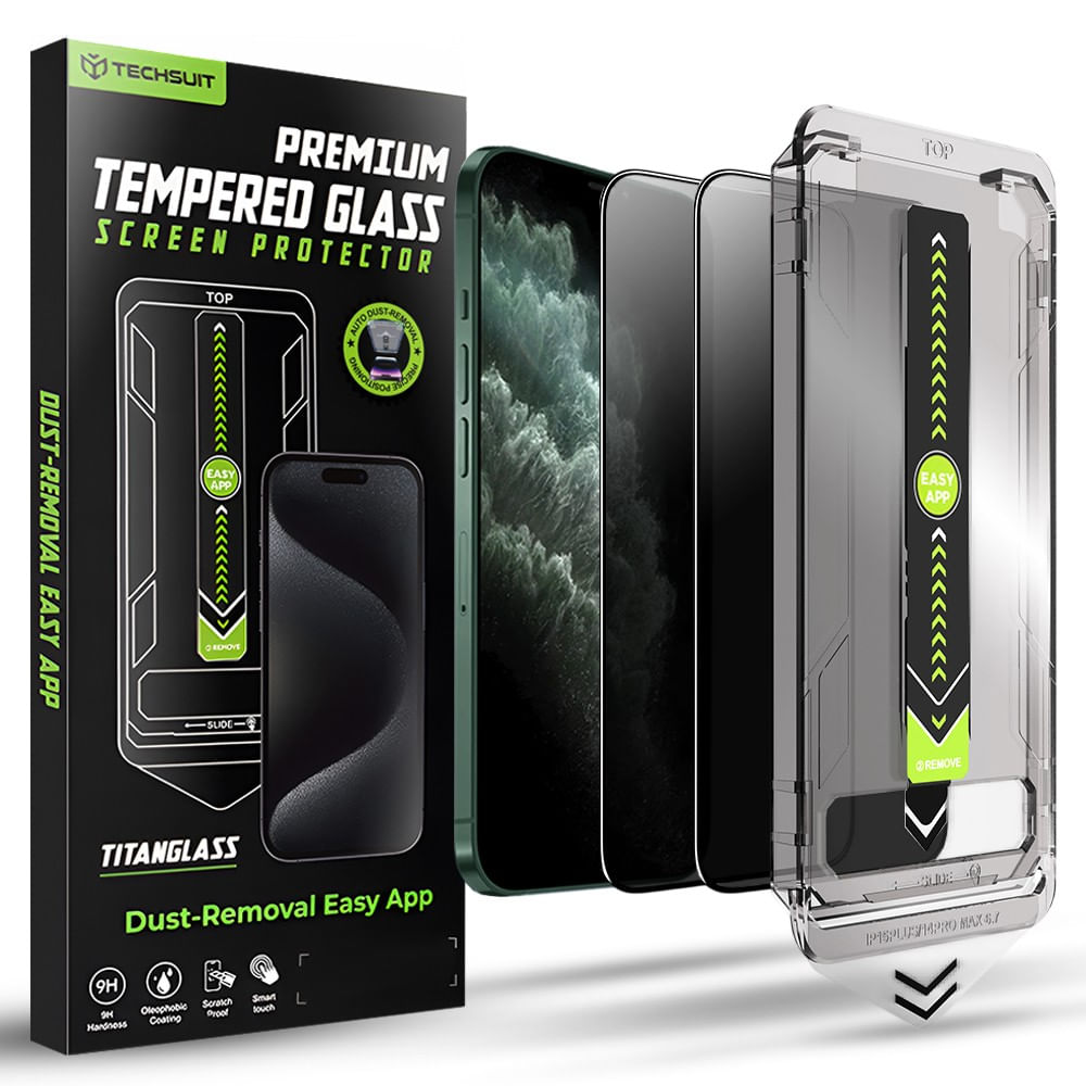Folie pentru iPhone XS Max / iPhone 11 Pro Max (set 2) - Techsuit TitanGlass FullCover - Privacy