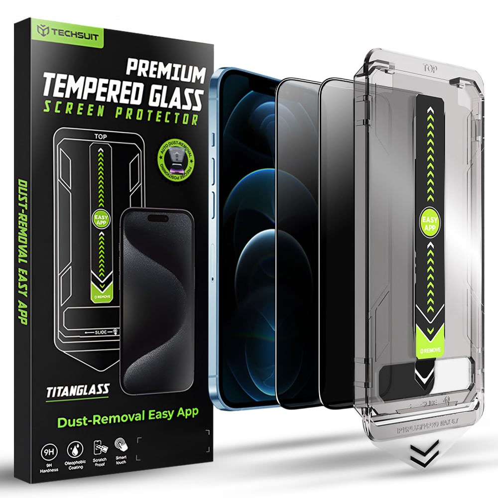 Folie pentru iPhone 12 Pro Max (set 2) - Techsuit TitanGlass FullCover - Privacy