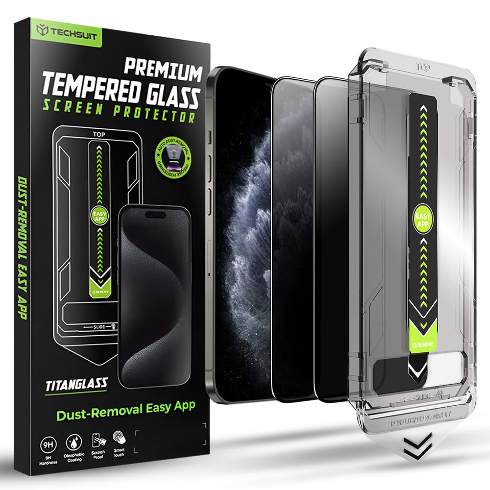 Folie pentru iPhone X / iPhone XS / iPhone 11 Pro (set 2) - Techsuit TitanGlass FullCover - Privacy