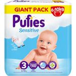 Jucarii, Copii si Bebe - Scutece si consumabile copii - Scutece si chilotei - Scutece - Scutece Pufies Sensitive, Marimea 3, 6-10 kg, 100 buc, Giant Pack - Infinity.ro