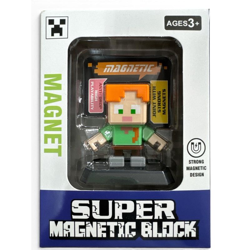 Jucarii, Copii si Bebe - Jucarii si jocuri - Figurine - Set 2 Figurine De Actiune Magnetice, Personaje Zombi, Design Cubic Pixelat, Jucarii Pentru Copii 3+ Ani - Infinity.ro