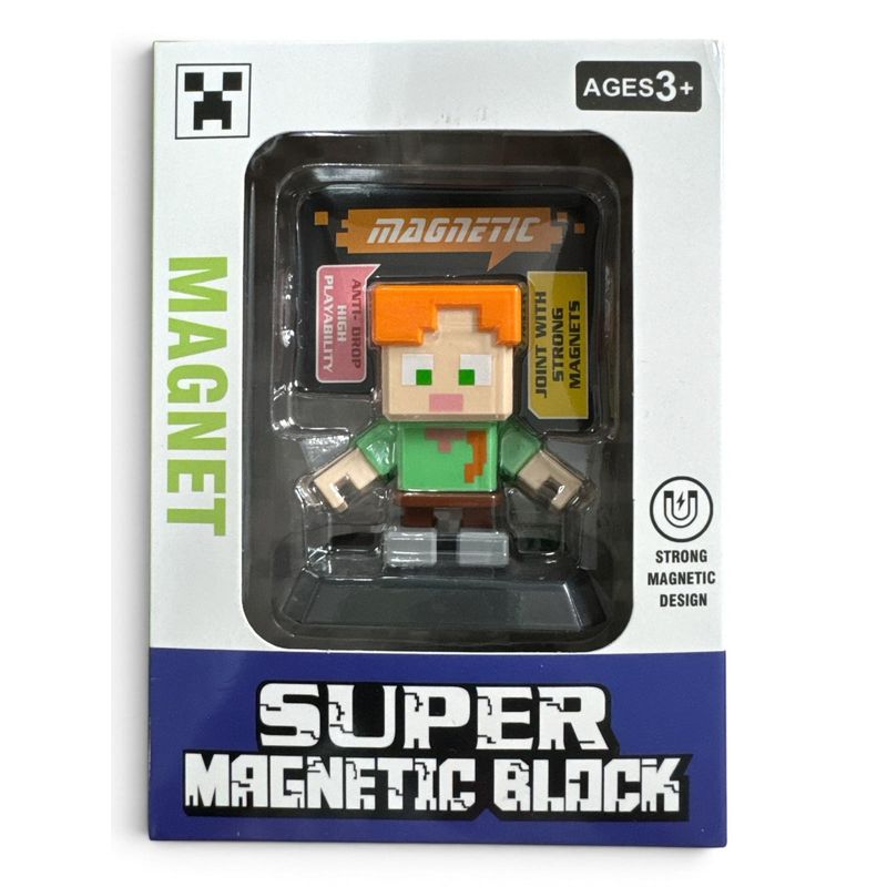 Jucarii, Copii si Bebe - Jucarii si jocuri - Figurine - Set 2 Figurine De Actiune Magnetice, Personaje Zombi, Design Cubic Pixelat, Jucarii Pentru Copii 3+ Ani - Infinity.ro