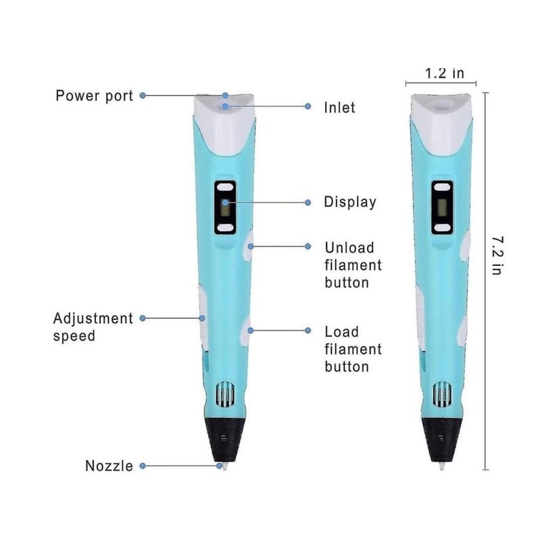 Jucarii, Copii si Bebe - Jucarii si jocuri - Jucarii & jocuri educative - Jucarii interactive - Pix 3D Cu Ecran LCD, 12 Culori Filament PLA, 36 m, Diametru 1,75 mm, Temperatura Reglabila, Pentru Copii Si Adulti - Infinity.ro
