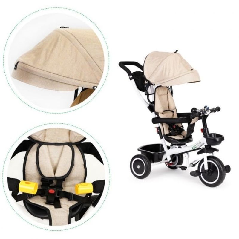 Jucarii, Copii si Bebe - Jucarii si jocuri - Jucarii de exterior - Triciclete - Tricicleta Ecotoys YM-BT-2, scaun rotativ, bej KID975549 - Infinity.ro
