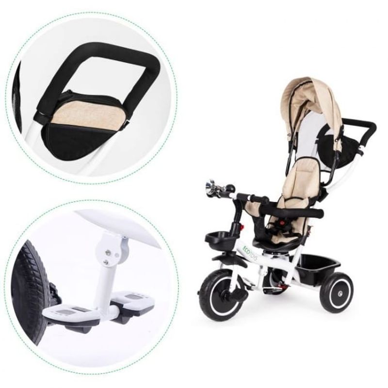 Jucarii, Copii si Bebe - Jucarii si jocuri - Jucarii de exterior - Triciclete - Tricicleta Ecotoys YM-BT-2, scaun rotativ, bej KID975549 - Infinity.ro