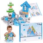 Jucarii, Copii si Bebe - Jucarii si jocuri - Seturi de constructie si cuburi - Seturi de constructie - Cuburi magnetice pentru copii, 124 piese, tematica iarna, multicolor KID008315 - Infinity.ro