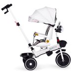 Jucarii, Copii si Bebe - Jucarii si jocuri - Jucarii de exterior - Triciclete - Tricicleta Ecotoys, maner paternal, scaun reversibil, copertina, alb KID005949 - Infinity.ro