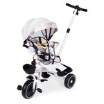 Jucarii, Copii si Bebe - Jucarii si jocuri - Jucarii de exterior - Triciclete - Tricicleta Ecotoys, maner paternal, scaun reversibil, copertina, alb KID005949 - Infinity.ro