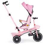 Jucarii, Copii si Bebe - Jucarii si jocuri - Jucarii de exterior - Triciclete - Tricicleta Ecotoys, 2 in 1, scaun rotativ, melodi si lumini, copertina, roz KID005932 - Infinity.ro