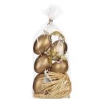 Casa si Gradina - Decoratiuni - Decoratiuni de sezon - Oua decorative de Paste din spuma, aurii cu inimioare si buline, 6 bucati, 6 cm - Infinity.ro
