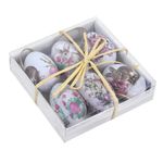 Casa si Gradina - Decoratiuni - Decoratiuni de sezon - Oua decorative de Paste din spuma, albe, cu iepurasi, 5 cm, set 6 bucati - Infinity.ro