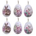 Casa si Gradina - Decoratiuni - Decoratiuni de sezon - Oua decorative de Paste din spuma, albe, cu iepurasi, 5 cm, set 6 bucati - Infinity.ro