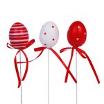 Casa si Gradina - Decoratiuni - Decoratiuni de sezon - Oua Decorative de Paste Rosii si Albe pe Stick, Set 6 buc - Infinity.ro