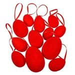 Casa si Gradina - Decoratiuni - Decoratiuni de sezon - Oua Decorative de Paste Rosii Catifelate, 12 buc, 4-7 cm - Infinity.ro