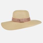 Fashion, accesorii si bijuterii - Femei - Accesorii femei - Caciuli si palarii femei - Palarie cu Panglica Somon si Strasuri pentru Femei, Bor Larg, Marimea 57 - Infinity.ro