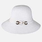 Fashion, accesorii si bijuterii - Femei - Accesorii femei - Caciuli si palarii femei - Palarie de paie alba cu inele decorative pentru femei - Infinity.ro