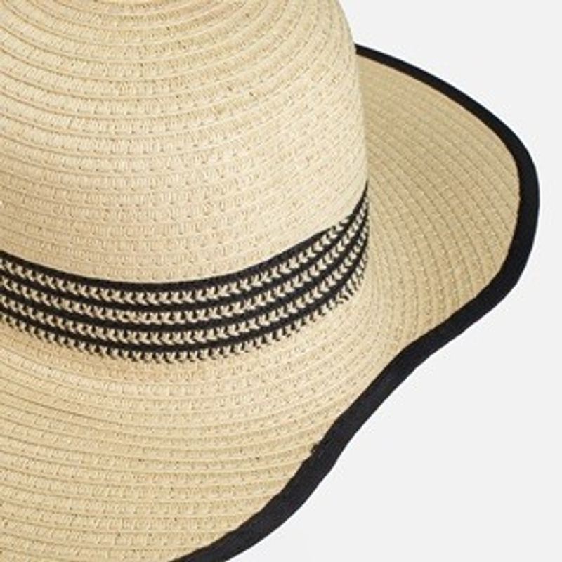 Fashion, accesorii si bijuterii - Femei - Accesorii femei - Caciuli si palarii femei - Palarie de paie cu bor lat si panglica in dungi pentru femei - Infinity.ro