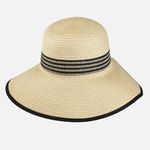 Fashion, accesorii si bijuterii - Femei - Accesorii femei - Caciuli si palarii femei - Palarie de paie cu bor lat si panglica in dungi pentru femei - Infinity.ro
