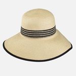 Fashion, accesorii si bijuterii - Femei - Accesorii femei - Caciuli si palarii femei - Palarie de paie cu bor lat si panglica in dungi pentru femei - Infinity.ro