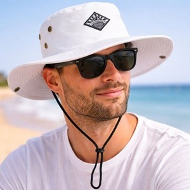 Fashion, accesorii si bijuterii - Barbati - Accesorii barbati - Caciuli si sepci barbati - Palarie Bucket Alba pentru Barbati, Poliester, Marimea 59 - Infinity.ro