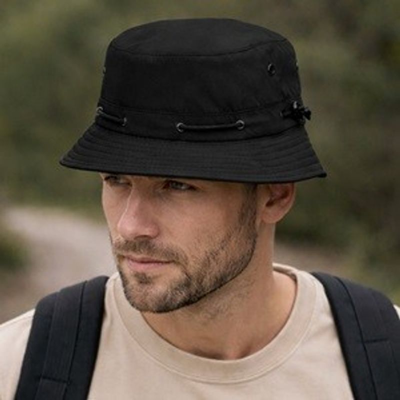 Fashion, accesorii si bijuterii - Barbati - Accesorii barbati - Caciuli si sepci barbati - Palarie Bucket Neagra pentru Barbati, Poliester, Marime 59 - Infinity.ro